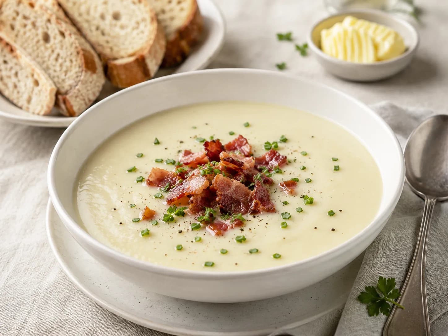 Bilde av Kremet blomkålsuppe med bacon