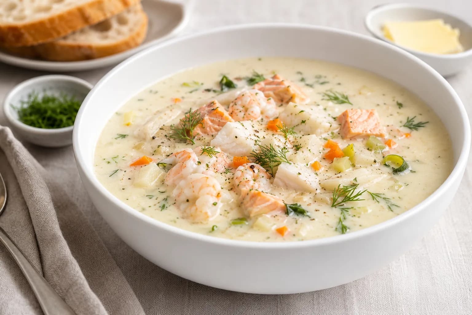 Bilde av Husets kremede fiskesuppe